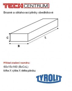 Pilník obdelníkový gumový 40x20x50 C120BE5 1870 TYROLIT