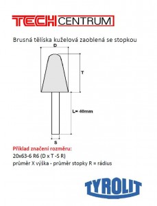 Tělísko kuželové 40x40-6 R10 98A60O6V40  436211 TYROLIT