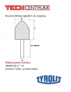 Tělísko brusné ogivální 6x10-3 99BA80M7V40 436502 TYROLIT
