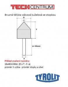 Tělísko kuželové 16x40-6 60st. 99BA80M7V40 436524 TYROLIT