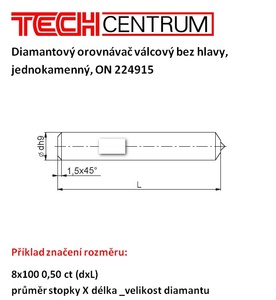 Diamantový orovnávač válcový 10x40 0,35ct 10-27 ON224915 nebroušený