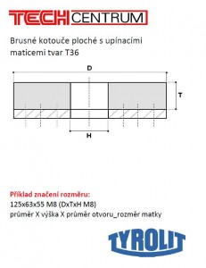 Kotouč T36 125x63x55 4x matka M8 96A20Q5B40 437451 TYROLIT