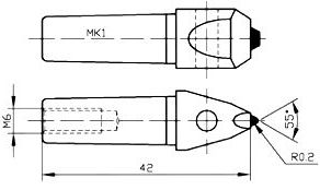 Diamantový orovnávač 12x42/55st. Mk1 R0,2 1,5ct 11-33 FORTUNA broušený s rádiusem