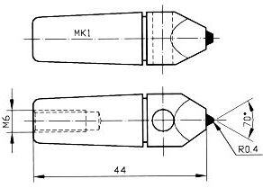 Diamantový orovnávač 12x44/70st. Mk1 R0,4 1,5ct 11-34 SCHAUDT broušený s rádiusem