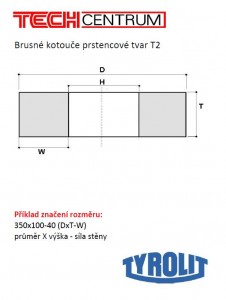 Kotouč brusný prstencový T2 200x90-20 SD55A46HH9PV32 (91A) 461733 TYROLIT