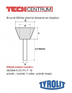 Tělísko brusné zkosené 32/16x20-6 98A60O6V40 436170 TYROLIT